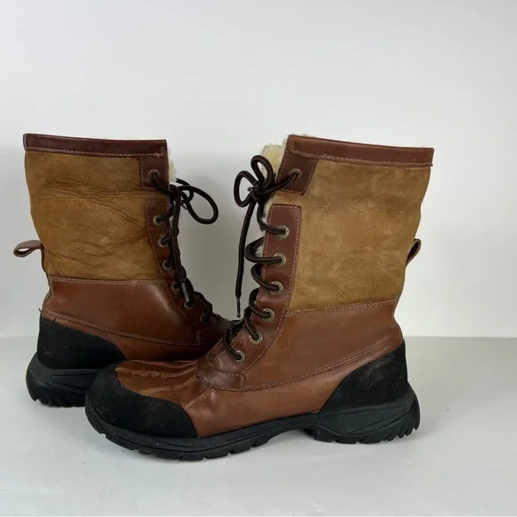UGG men's Butte Worchester Brown Leather Waterproof Vibram Boots Mens Size 9 - Picture 11 of 13
